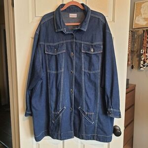 Vintage Young Stuff 3XL Denim Chore Jacket Oversized Blue Long Sleeve Button